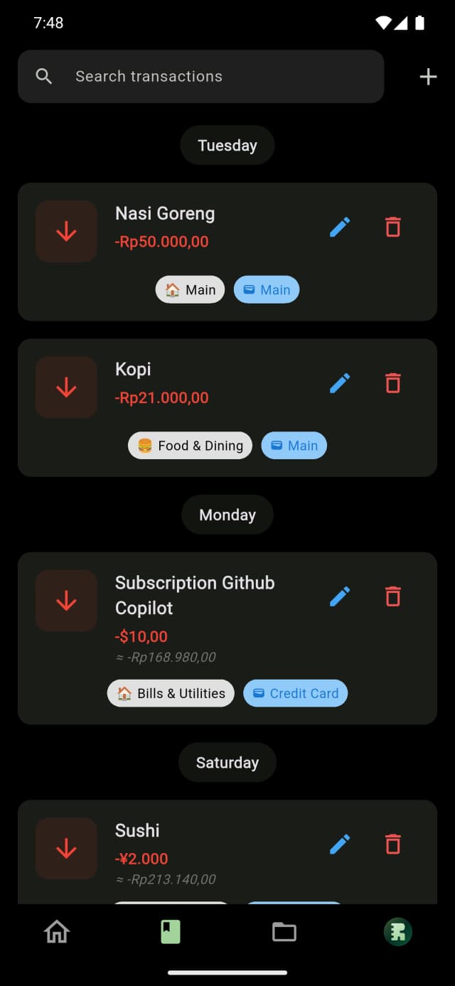 Runtut history screen