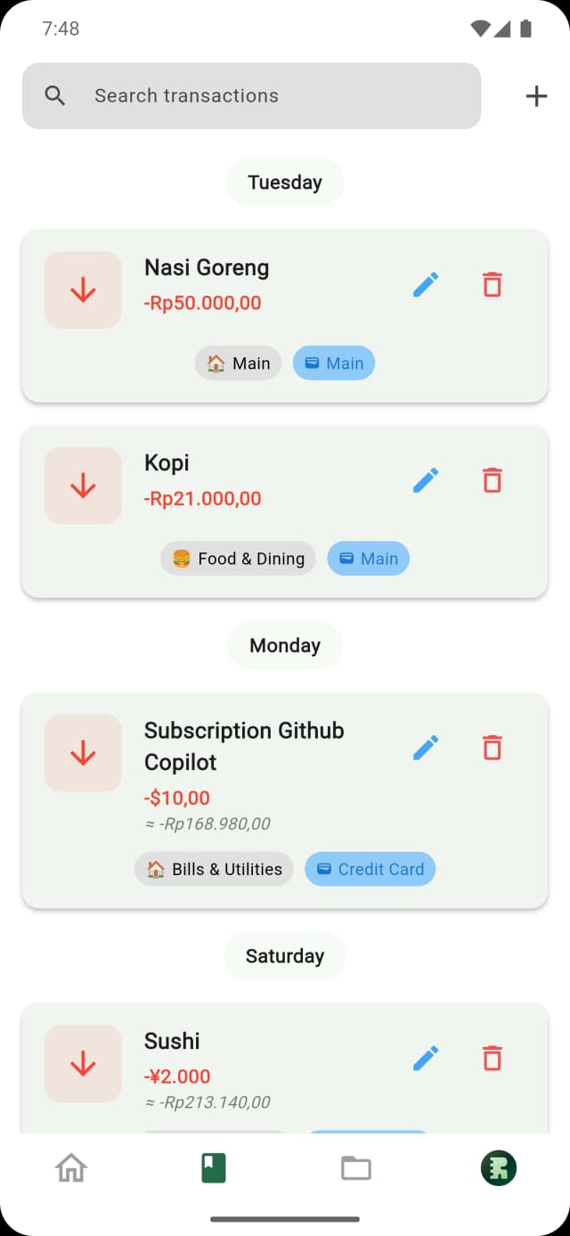 Runtut history screen