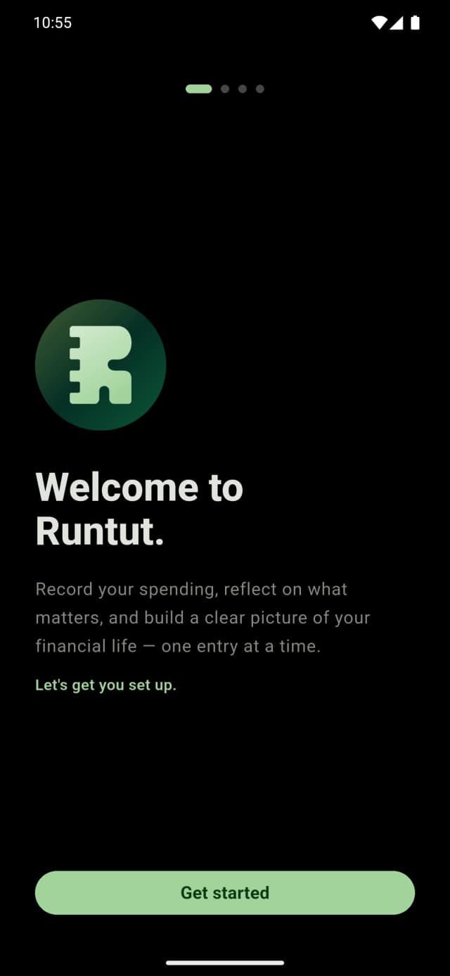 Runtut onboarding screen