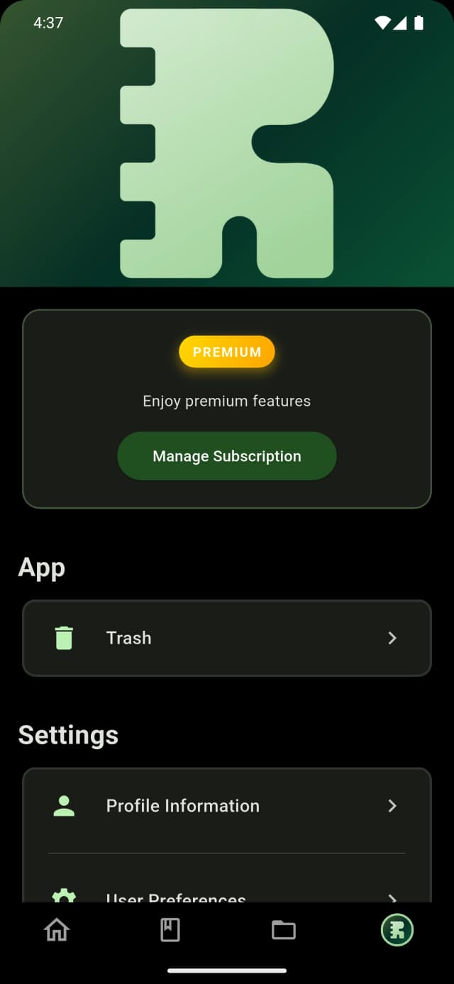 Runtut profile screen