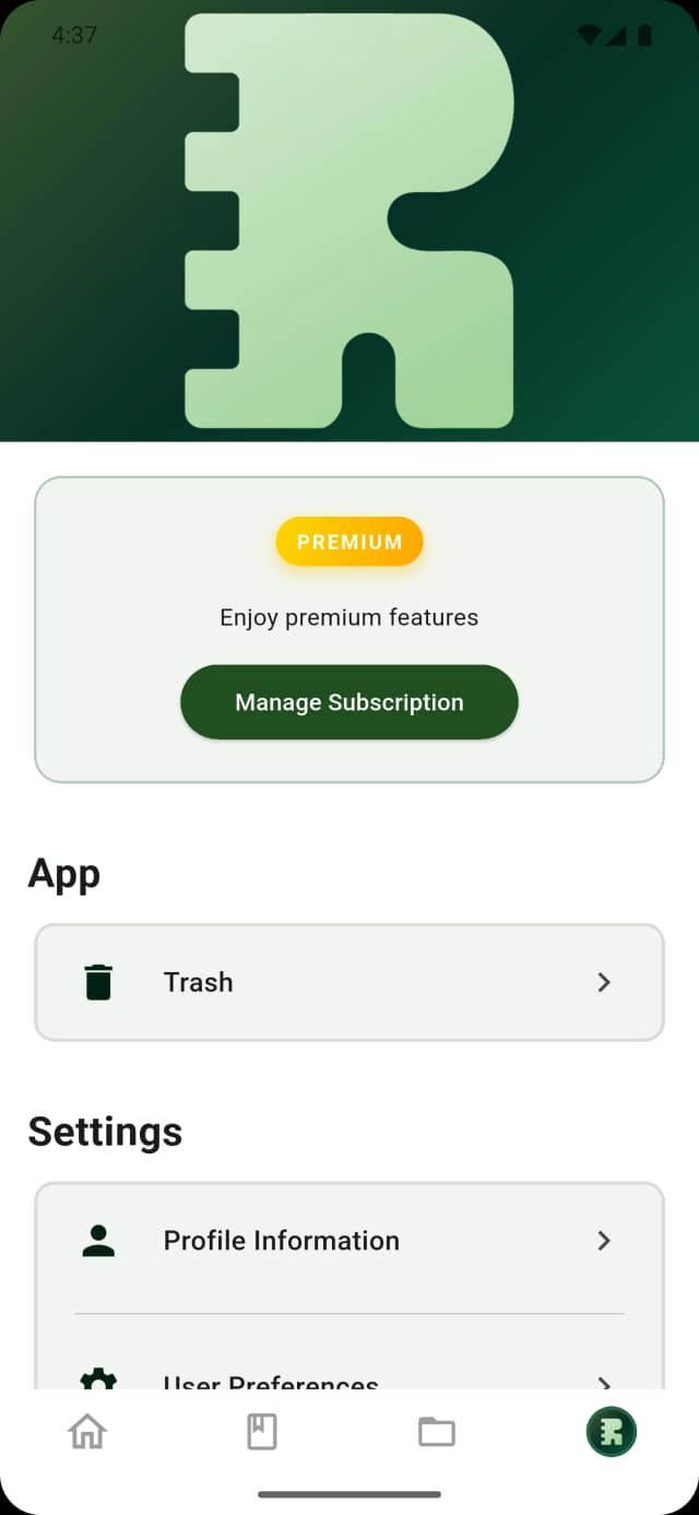 Runtut profile screen