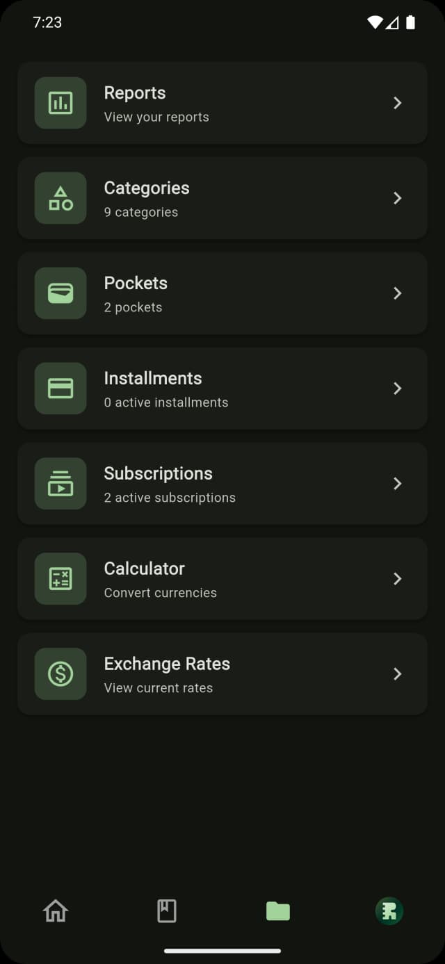 Runtut collection screen