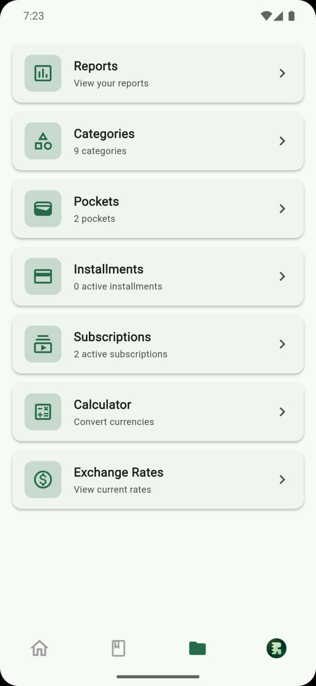 Runtut collection screen