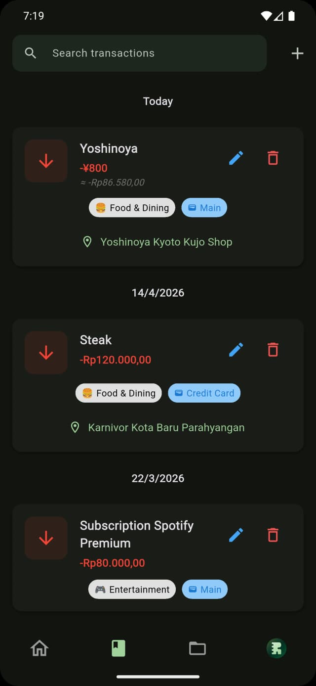 Runtut history screen