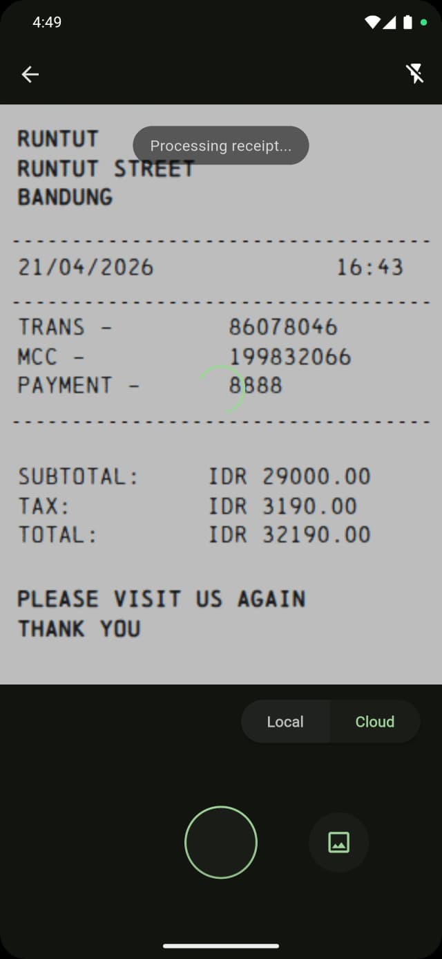 Runtut scan screen